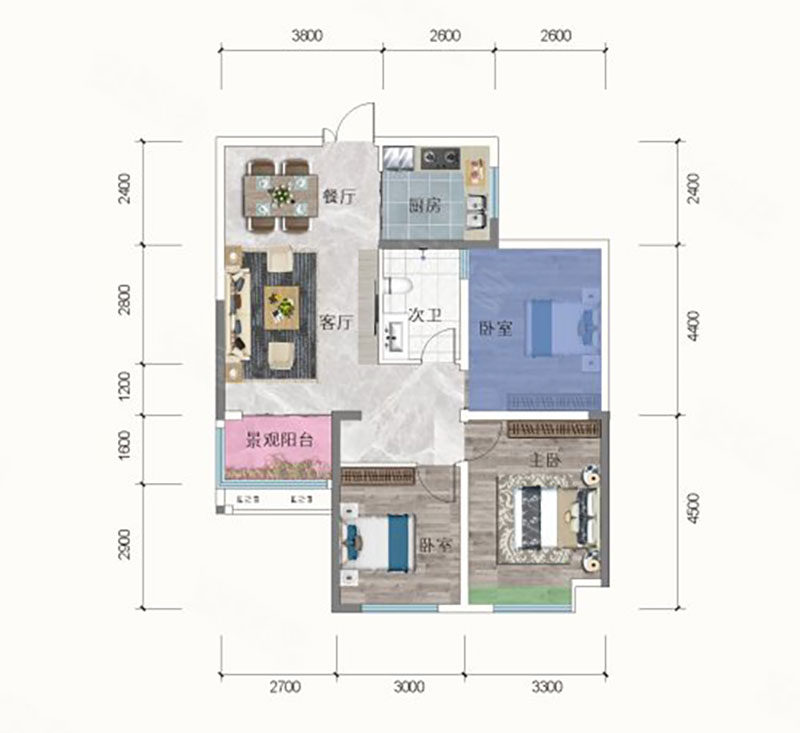 建面约81㎡户型