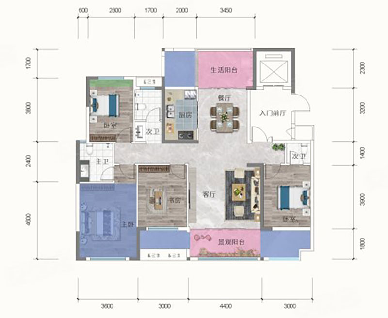 建面约131㎡户型
